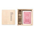 Cards and dices in box